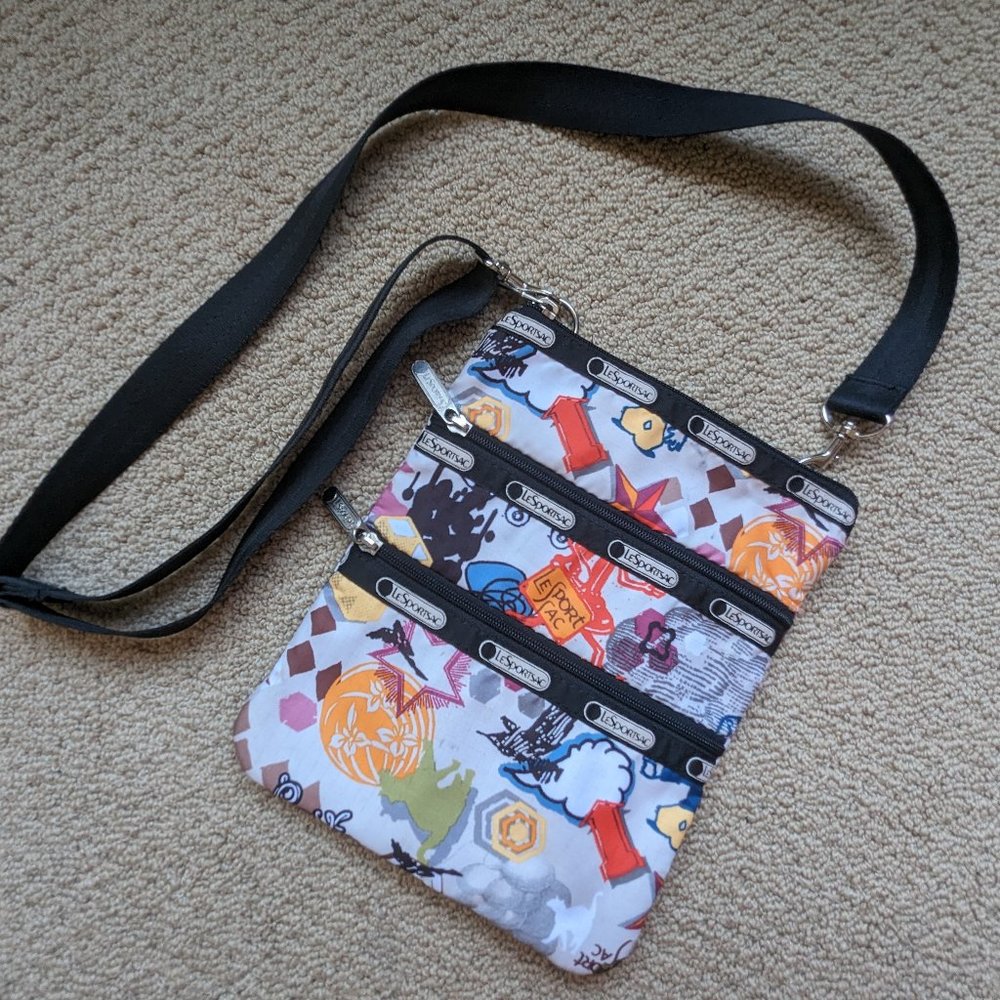 LeSportsac Classic 3-Zip Crossbody Bag in Bright Multicolor Print